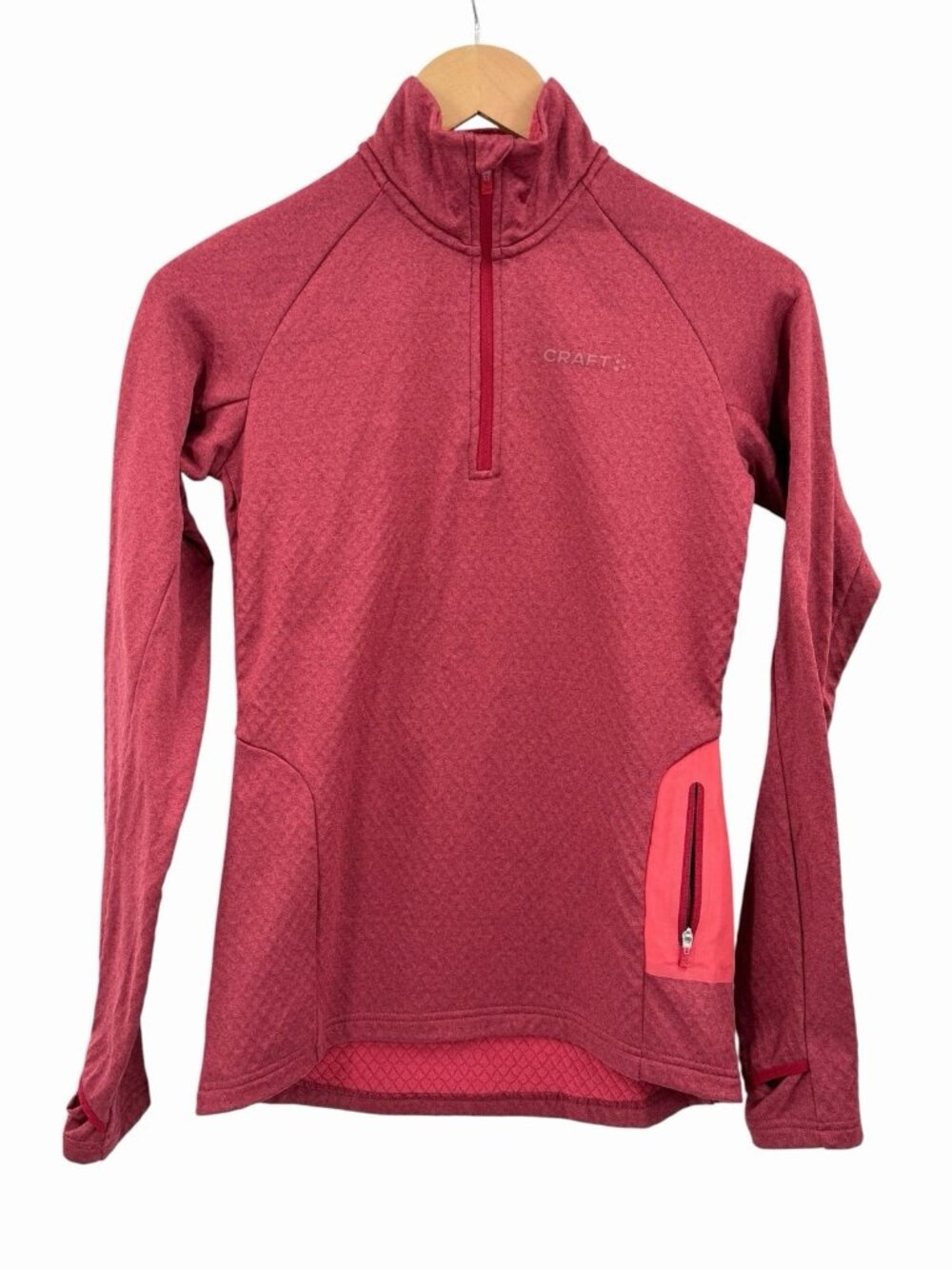 CRAFT Women's Maroon 1/4 Zip Running Active Jacket XS